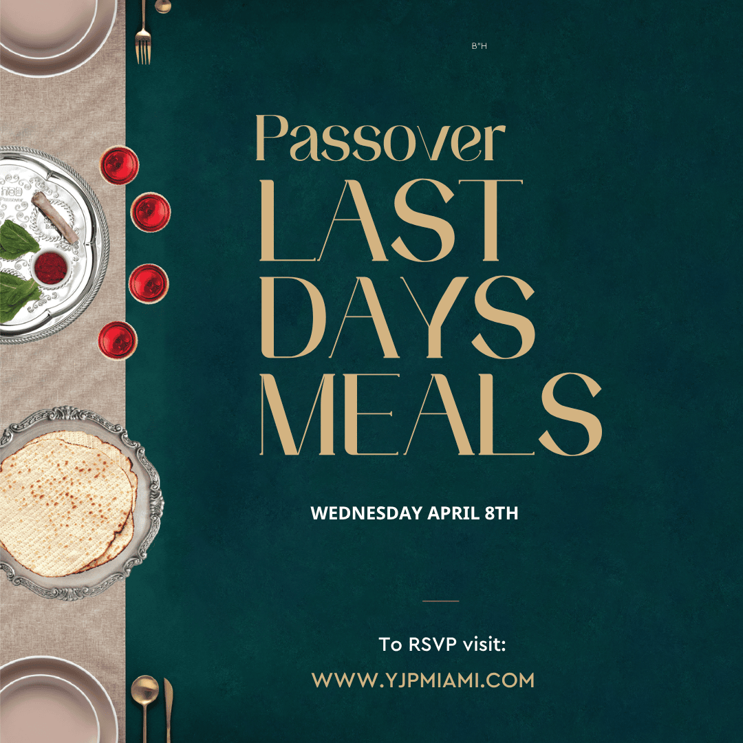 YJP Miami Passover  Dinner Wednesday Evening