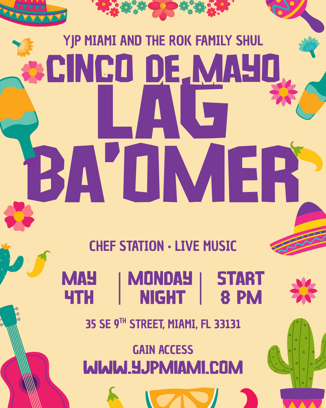YJP Miami Presents Lag Ba'omer Cinco de Mayo Artisan Jazz Party