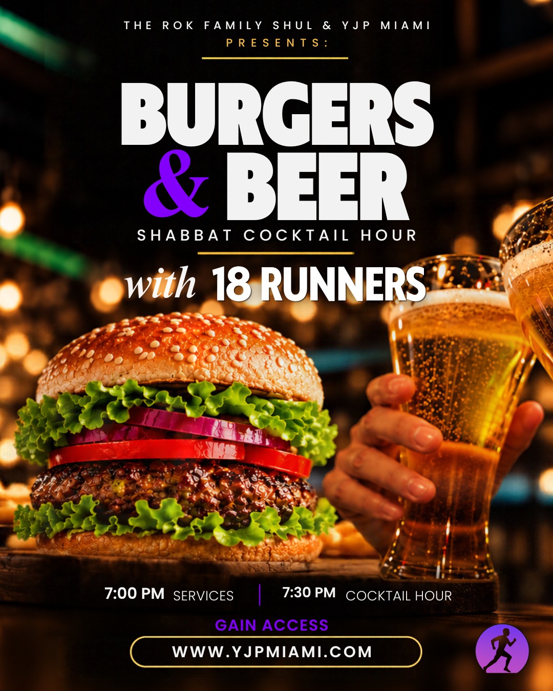 YJP Miami Burgers & Beer Cocktail Hour with 18 Runners